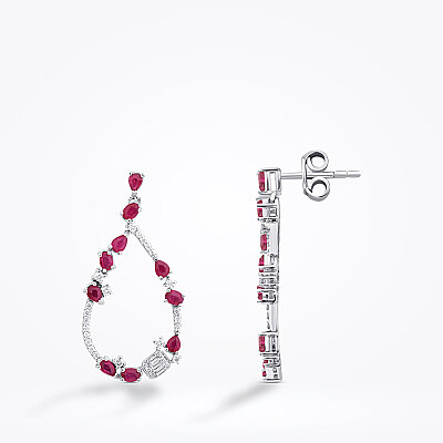 1.75 Karat Pırlanta Damla Yakut Trend Küpe - Baroni Diamond