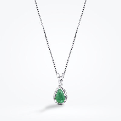 1.76 Karat Pırlanta Damla Taşlı Zümrüt Kolye - Baroni Diamond (1)