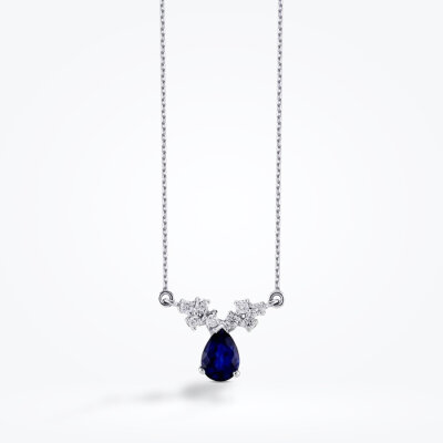 1.02 Karat Pırlanta Safir Damla Kolye - Baroni Diamond