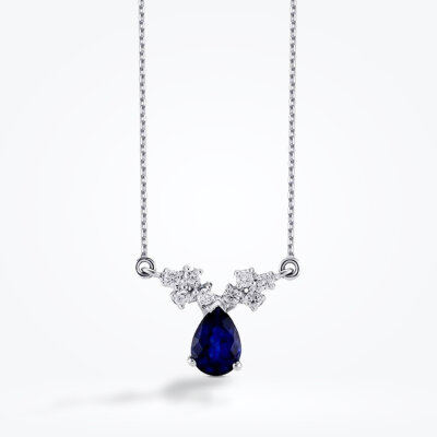 1.02 Karat Pırlanta Safir Damla Kolye - Baroni Diamond (1)