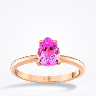 1.03 Karat Pembe Safir Damla Yüzük - Baroni Diamond