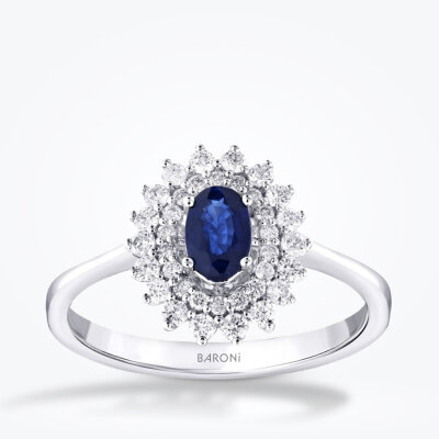 1.04 Karat Pırlanta Lotus Safir Yüzük - Baroni Diamond