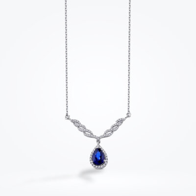 1.06 Karat Pırlanta Damla Safir Kolye - Baroni Diamond (1)