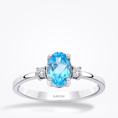 1.07 Karat Pırlanta Blue Topaz Yüzük - Baroni Diamond
