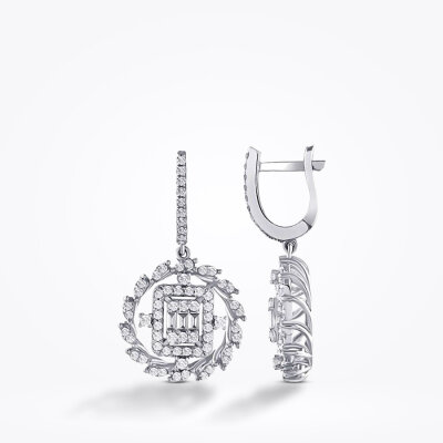 1.10 Karat Pırlanta Baget Trend Küpe - Baroni Diamond