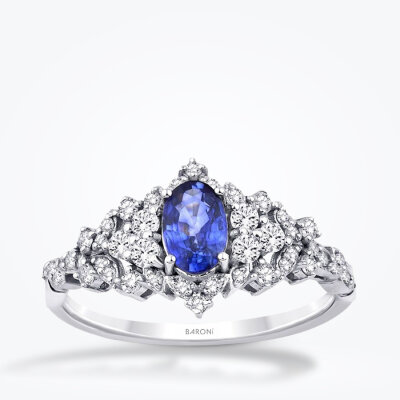 1.11 Karat Pırlanta Safir Yüzük - Baroni Diamond