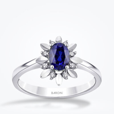 1.12 Karat Pırlanta Safir Yüzük 