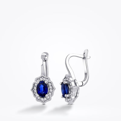 1.15 Karat Pırlanta Safir Küpe - Baroni Diamond