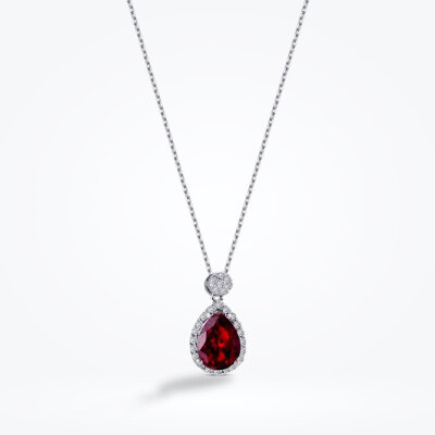 1.15 Karat Pırlanta Yakut Damla Kolye - Baroni Diamond