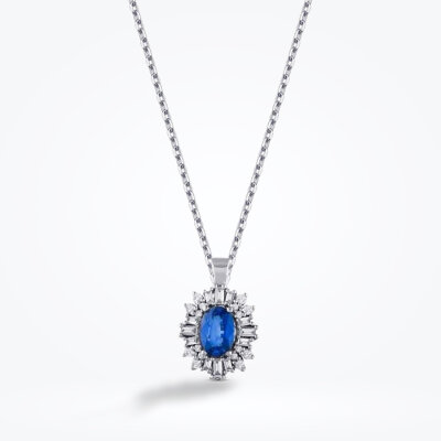 1.17 Karat Pırlanta Baget Safir Kolye - Baroni Diamond (1)