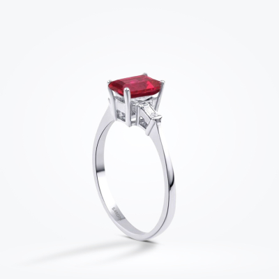 1.20 Karat Pırlanta Baget Yakut Yüzük - Baroni Diamond (1)