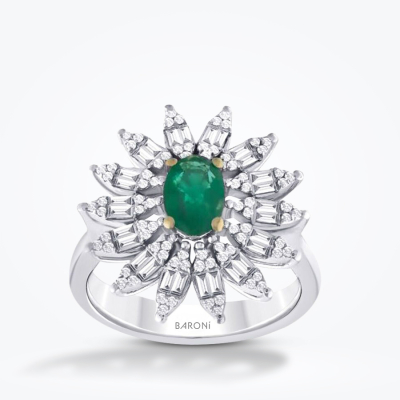 1.25 Karat Pırlanta Zümrüt Yüzük - Baroni Diamond
