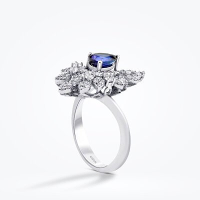 1.28 Karat Pırlanta Damla Safir Yüzük - Baroni Diamond (1)