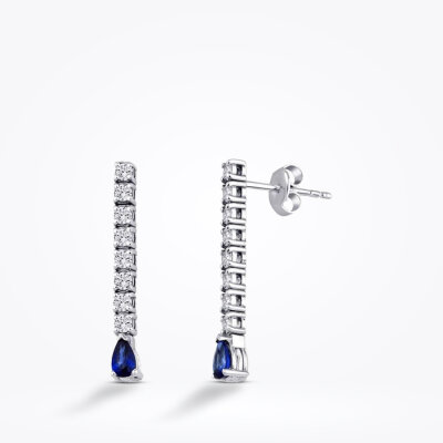 1.28 Karat Pırlanta Safir Küpe - Baroni Diamond