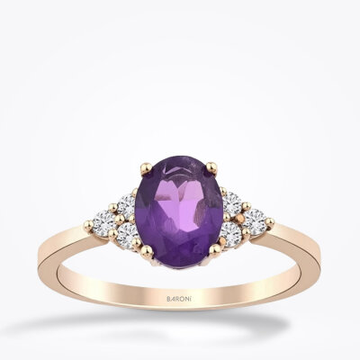 1.30 Karat Pırlanta Ametist Yüzük - Baroni Diamond