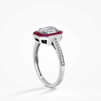 1.30 Karat Pırlanta Baget Yakut Yüzük - Baroni Diamond (1)