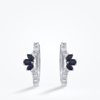 1.30 Karat Pırlanta Lotus Safir Küpe - Baroni Diamond (1)