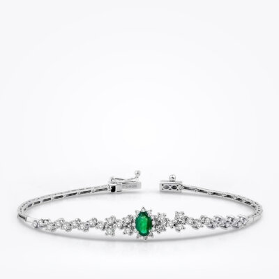 1.30 Karat Pırlanta Zümrüt Bileklik - Baroni Diamond