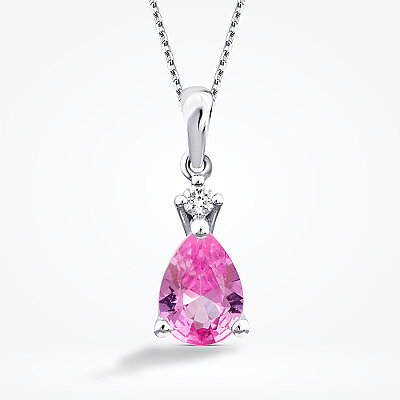 1.32 Karat Pırlanta Pembe Safir Kolye - Baroni Diamond (1)