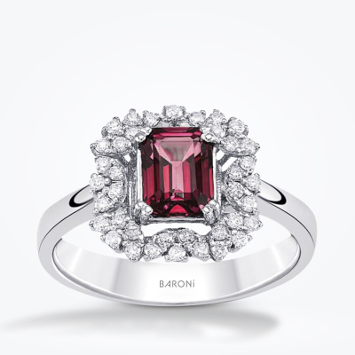 1.45 Karat Baget Pırlanta Yakut Yüzük - Baroni Diamond