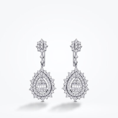 1.53 Karat Pırlanta Damla Baget Küpe - Baroni Diamond (1)