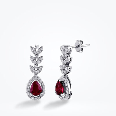 1.57 Karat Pırlanta Yakut Küpe - Baroni Diamond
