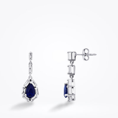 1.59 Karat Pırlanta Safir Küpe - Baroni Diamond