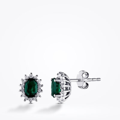 1.60 Karat Pırlanta Zümrüt Küpe - Baroni Diamond