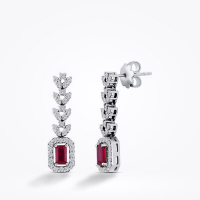 1.63 Karat Pırlanta Yakut Küpe - Baroni Diamond