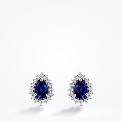 1.68 Karat Pırlanta Damla Safir Küpe - Baroni Diamond (1)