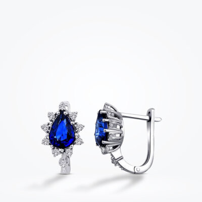 1.69 Karat Pırlanta Safir Küpe - Baroni Diamond