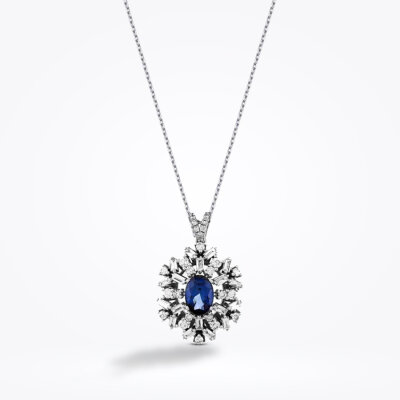 1.75 Karat Pırlanta Safir Kolye - Baroni Diamond (1)