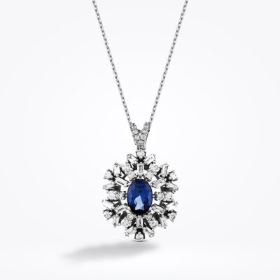 1.75 Karat Pırlanta Safir Kolye - Baroni Diamond