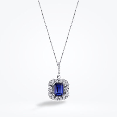 1.76 Karat Pırlanta Safir Kolye - Baroni Diamond