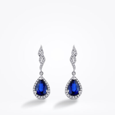 1.76 Karat Pırlanta Safir Küpe - Baroni Diamond (1)