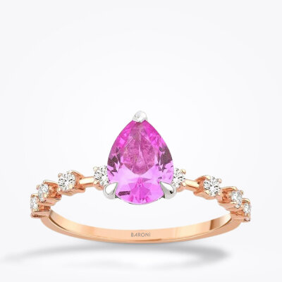 1.78 Karat Pırlanta Pembe Safir Yüzük - Baroni Diamond