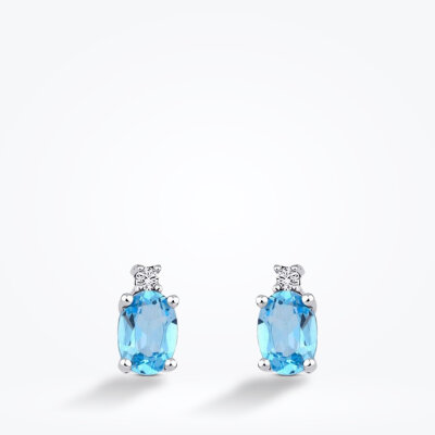 1.89 Karat Pırlanta Blue Topaz Küpe - Baroni Diamond (1)