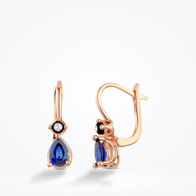 1.90 Karat Elmas Pırlanta Safir Küpe - Baroni Diamond