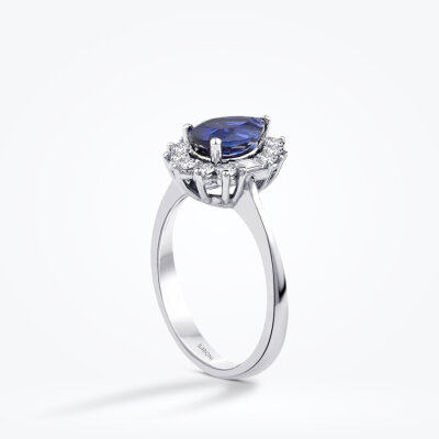 1.91 Karat Pırlanta Baget Safir Yüzük - Baroni Diamond (1)