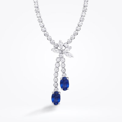 1.94 Karat Pırlanta Safir Lotus Kolye - Baroni Diamond (1)