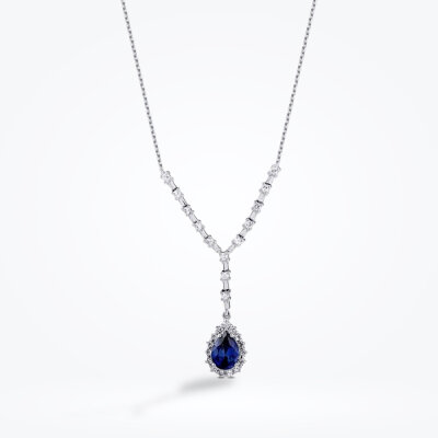 1.99 Karat Pırlanta Safir Damla Kolye - Baroni Diamond (1)
