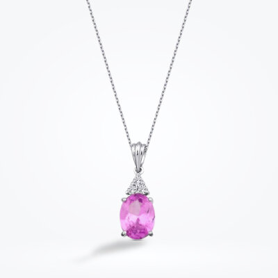 2.03 Karat Pırlanta Pembe Safir Kolye - Baroni Diamond