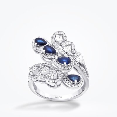 2.07 Karat Pırlanta Damla Taşlı Safir Trend Yüzük - Baroni Diamond