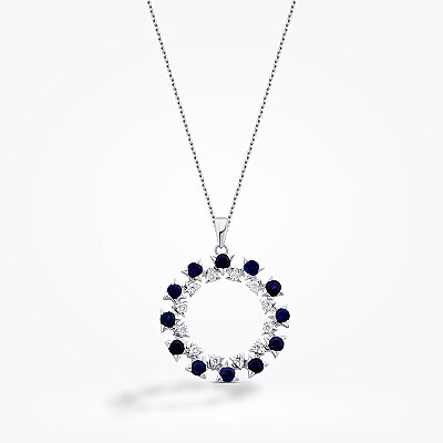 2.07 Karat Pırlanta Yuvarlak Safir Trend Kolye - Baroni Diamond