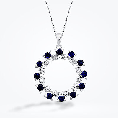 2.07 Karat Pırlanta Yuvarlak Safir Trend Kolye - Baroni Diamond (1)