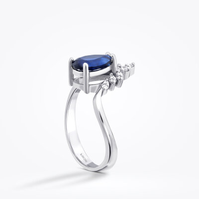 2.19 Karat Pırlanta Safir Yüzük - 2