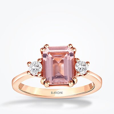 2.30 Karat Pırlanta Morganit Kare Yüzük - Baroni Diamond