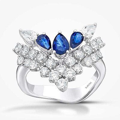 2.34 Karat Pırlanta Safir Yüzük - Baroni Diamond