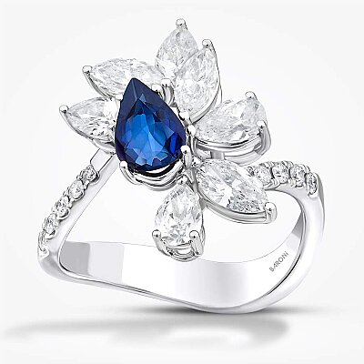 2.45 Karat Pırlanta Safir Yüzük - Baroni Diamond