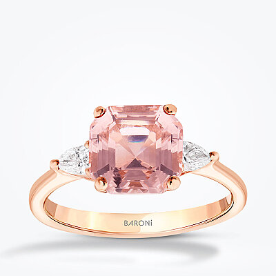 2.63 Karat Pırlanta Morganit Kare Yüzük - Baroni Diamond